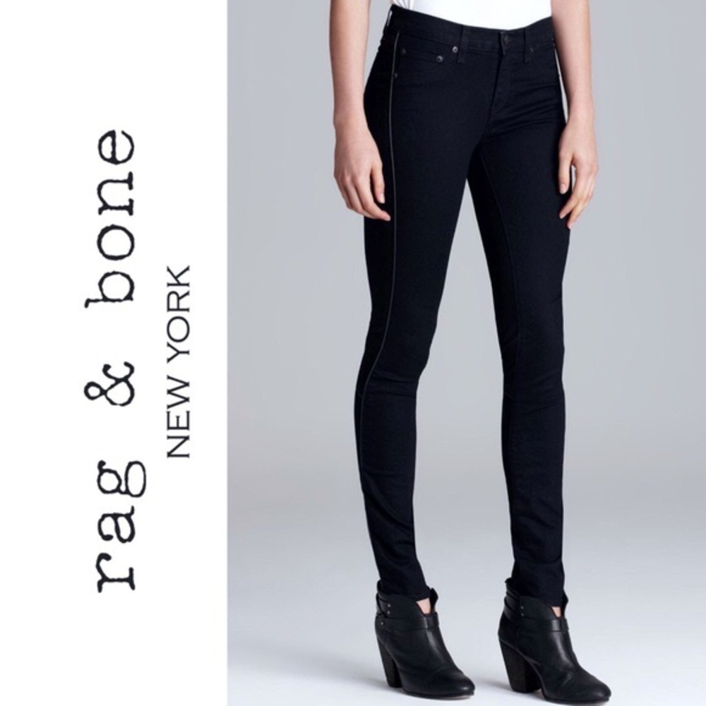 Rag & Bone Jean Leggings with Leather Piping